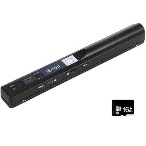 Image of AOZBZ Portable Document Scanner, 900DPI Hand Held USB Image Scanner A4 Colour Photo Mobile Scanner Handy Scan (JPG/PDF Format, High Speed USB 2.0) (Scanner+16GTF Card)