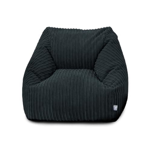 Image of rucomfy Big Kids and Teen Ivory Corduroy Snuggle Chair, Large Machine Washable Beanbag Seat for Comfortable Lounge Room and Bedroom Furniture, 70x80x60cm - (Navy, Beanbag Only)