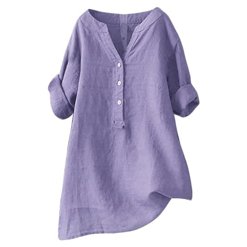 Image of Yinguo Womens Italian Tops Short Sleeve Shirt Women Ladies Blouses Size 16 UK Purple Tops for Women UK Ladies Cotton t Shirts Purple Tshirt Black Tunic Ladies Longline Tops Party top Womens t Shirts