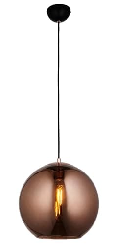 Image of National Lighting Boula Pendant Light 300mm - Copper Mirrored Glass Ceiling Light Sphere with Matt Black Fitting - Adjustable Height Modern Hanging Lamp Fixture - E27 Bulb LED Compatible