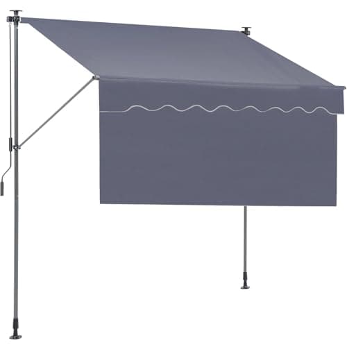 Image of VEVOR Manual Retractable Awning, 118" Outdoor Retractable Patio Awning Sunshade Shelter, Adjustable Patio Door Window Awning Canopy with 39" Sun Shade Curtain for Backyard, Garden, Balcony