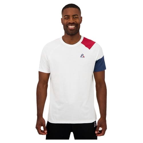 Image of Le Coq Sportif Men's Bat Sp Tee Ss N°1 M T-Shirt, New Optical White/Rio Red/New Optical White, L
