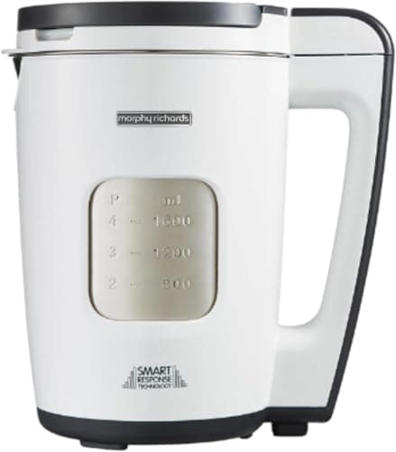 Image of Morphy Richards 1.6L Total Control Soup Maker, Smart Response Technology, Portion Control, 9 Settings, Keep Warm Function, Cool Touch, Touchscreen Display, Stainless Steel Pan, White, 501020
