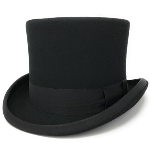 Image of Richard Paul Black Wool Felt Top Hat, 5 Inch Height, for Royal Ascot, Horse Racing, Funeral Directors, Morning Wear, Evening Dress & White Tie (UK, Alpha, XL)