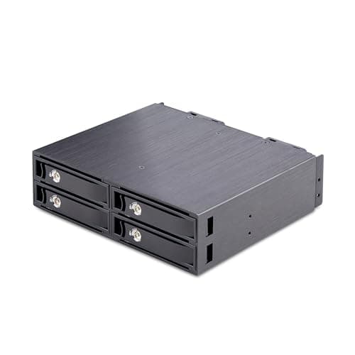 Image of StarTech.com 4-Bay Backplane for U.2 Drives, Fits in a 5.25inch Bay, Mobile Rack Enclosure for 2.5inch U.2 (SFF-8639) NVMe SSDs, Includes Mini-SAS HD Cables/Removeable Trays (4U2525-SAS-BACKPLANE)