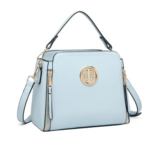 Image of Miss Lulu Handbags for Women Cross Body Bag Girls Fashion Shoulder Bag PU Leather Top Handle (Blue)