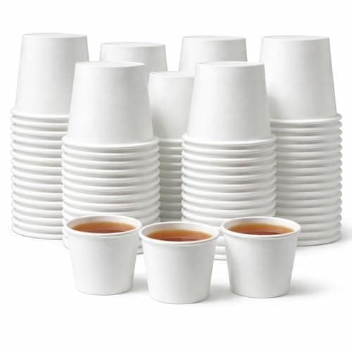 Image of 1ABOVE 50 Pack 4 oz White Disposable Paper Cups, 100% Natural and Recyclable Hot and Cold Drink Cups, Perfect for Homes and Office