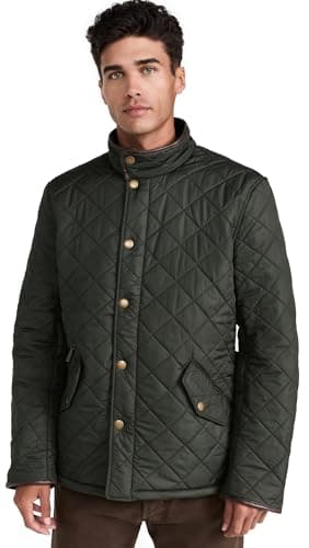 Image of Barbour Chelsea Quilted Jacket Powell Regular Fit Olive Green L