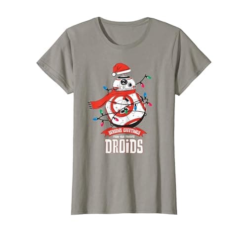 Image of Star Wars BB-8 Season's Greetings Droids Holiday T-Shirt, Women, Slate Grey, 3X-Large