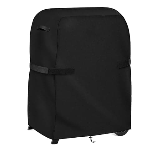 Image of Dokon Premium BBQ Covers Waterproof Gas Barbecue Cover with Adjustable Straps, Heavy Duty 420D Oxford Fabric Windproof Anti-UV Large Outdoor Grill Cover for Weber, Char-Broil, 105x49x102cm - Black