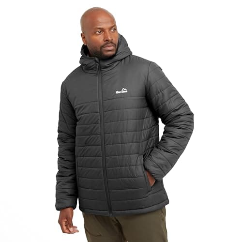 Image of Peter Storm Men’s Blisco Jacket with Hood & 2 Pockets, Insulated, Water Repellent & Lightweight Puffer Coat for Cold Weather & Winter (UK, Alpha, L, Regular, Regular, Grey)