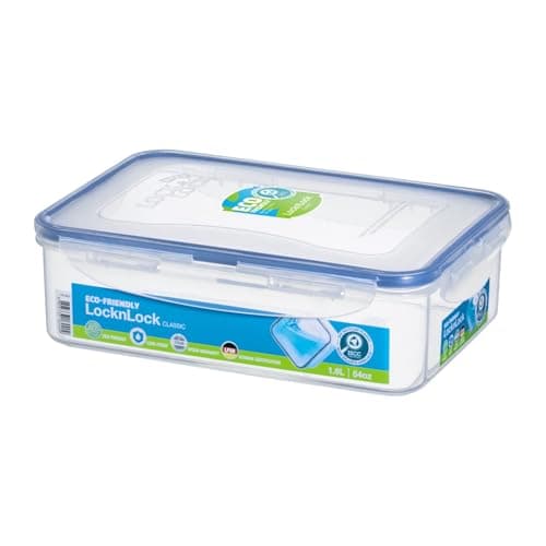 Image of Lock & Lock HPL824 Rectangular Storage Container - Clear/Blue, 1.6 L