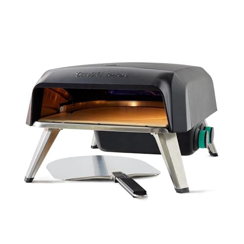 Image of Jamie Oliver by Tefal Outdoor Gas Pizza Oven, Rotating Stone for Homemade Pizza, Pizza Parties, includes Pizza Peel, Gas Hose and Regulator, portable, foldable legs, black JM4168G0