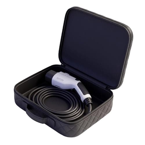 Image of Car Charger Storage Box For EV Cable, Leather Waterproof Charging Cable Bag, Heavy Duty Car Boot Carry Case For Type 2 Charger & Accessories. Perfect For Home & Travel,Electric Vehicle Cables Organise