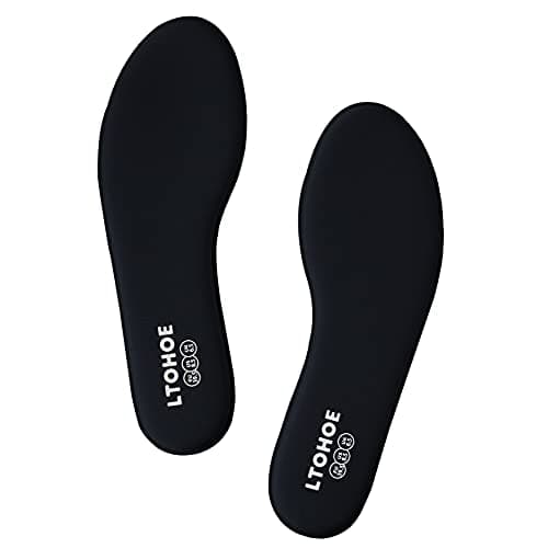 Image of Memory Foam Insoles for Men and Women, Cushioned Shoe Insoles for Running Shoes, Trainers, Work Boots and Walking Shoes, Shock Absorbing Foot Pain Relief Comfort Inner Soles 8mm Women Black 6 UK
