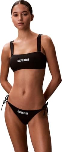 Image of Calvin Klein Women Bandeau W Straps LV00Q61223 Swim Tops, Black (Black), S