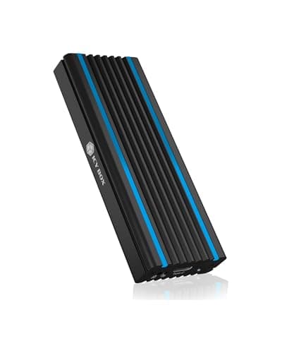 Image of ICY BOX M.2 NVMe SSD enclosure with LED lighting, USB 3.1 (Gen2, 10Gbit/s), PCIe M-Key, External SSD, NVMe Adapter, USB-C, USB-A, IB-1824ML-C31
