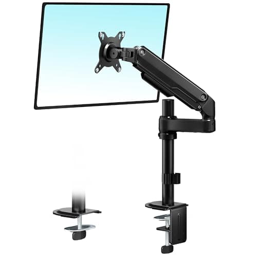 Image of monTEK 530mm Tall Single Monitor Arm-Heavy Duty Adjustable Desk Mount for 17–32 Inch Screens, Holds Max 9kg, Invision Monitor Arm with Swivel & Tilt, VESA 75/100mm,C-Clamp＆Grommet Base