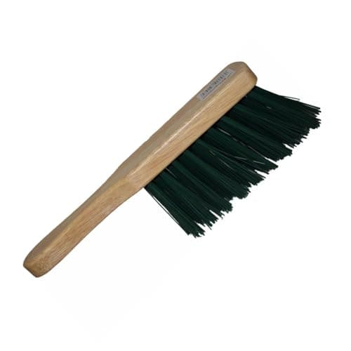 Image of HOMESHOPA Stiff Green PVC Varnished Hand Brush, 11.5 Inch Heavy Duty Varnished Wooden Handle Scrubbing Brush for Indoor Outdoor, Garden, Garage & Workshop Cleaning