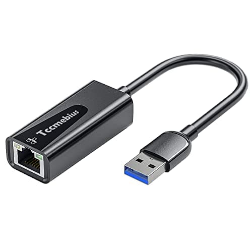Image of Tccmebius USB Ethernet Adapter, USB 3.0 to 10/100/1000 Gigabit Ethernet LAN Network Adapter Compatible with Nintendo, MacBook, Surface Pro, Notebook PC with Windows7/8/10, XP, Vista, Mac (TCC-S30A)