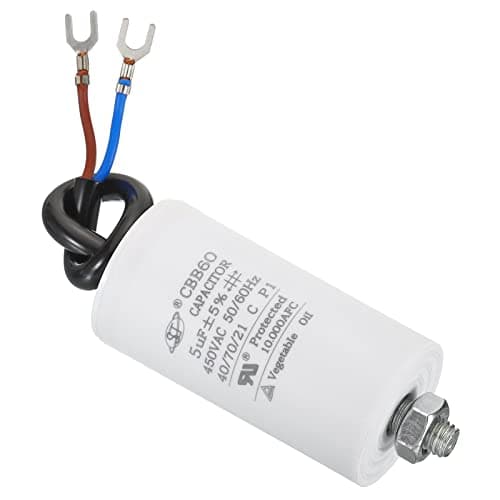 Image of PATIKIL CBB60 5uF Running Capacitor, AC 450V 2 Wires 50/60Hz Cylinder Bottom with Screw 65x35mm for Washing Machine,Water Pump Motor Star