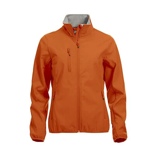 Image of Clique Women's Ladies Basic Softshell Jacket Plain Turtleneck Long Sleeve Jacket, Orange (Red Blood Orange), 14 (Manufacturer Size: L)