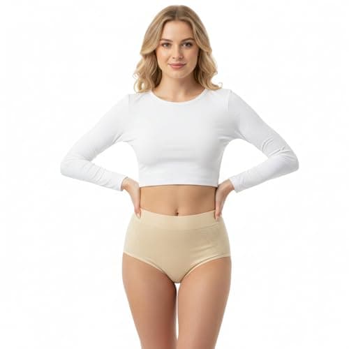 Image of Trifolium Women's High Waisted Seamless Knickers Nude UK 12-14 Factory Label L (STV8057-L-Nud)