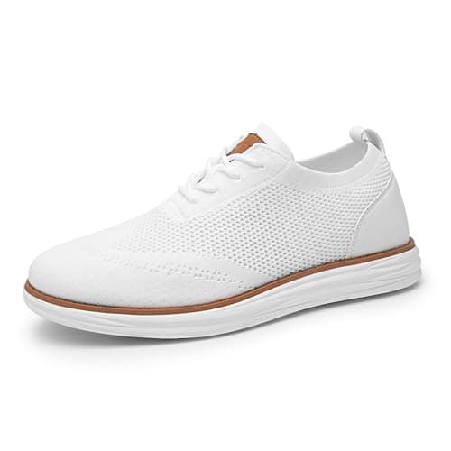 Image of Bruno Marc Men's KnitFlex Breeze Mesh Sneakers Oxfords Lace-Up Lightweight Casual Walking Shoes,Size 8,White-Knit,GRAND-01