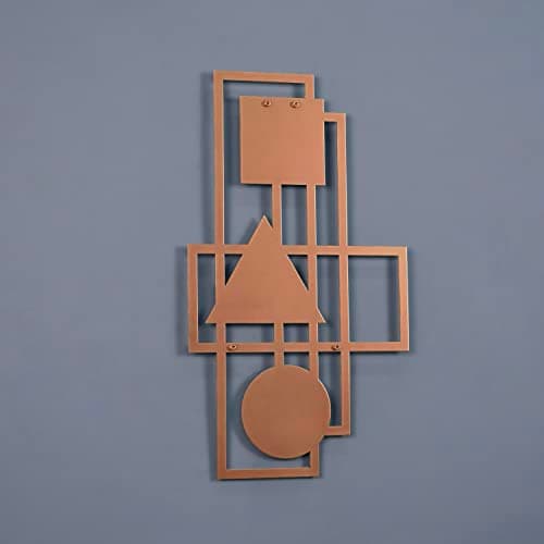 Image of Circle Triangle and Square Abstract Geometry Metal Wall Art, Geometry Wall Decor, Math Art Home and Office Wall Decor Gift for New Year, Christmas or Housewarming (18.5" x 10.6" | 47 x 27 cm | Copper)