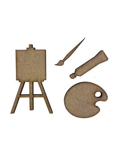 Image of 20x Mixed Paint Art Set 3cm Wood Craft Embelishments Laser Cut Shape MDF