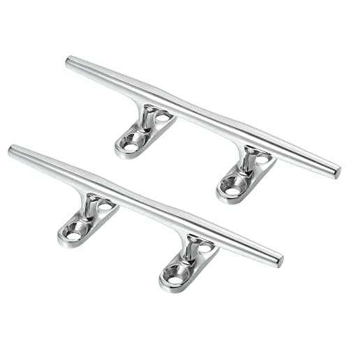 Image of X AUTOHAUX 2pcs 6 Inch Stainless Steel Flagpole Cleat Hook Boat Deck Rope Cleat