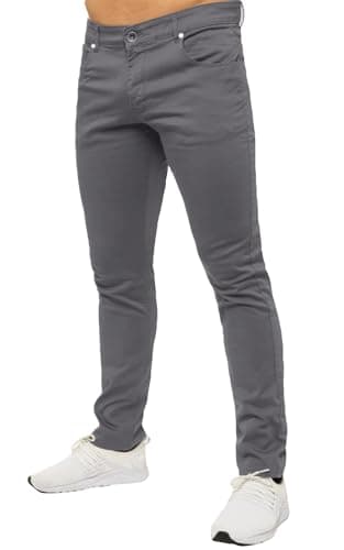 Image of Firetrap Mens Chino Jeans Stretch Trousers Zip Fly Bottom Casual Work Cotton Pants Grey 40W / 31L