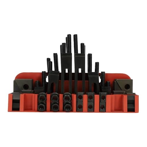 Image of 58pcs 3/8’ Clamping Kit T-Slot Nut Clamp Machine Tool Accessories M12 Mill Machinist Set Replacement for Milling Machine with Plastic Storage Box