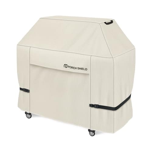 Image of Porch Shield 50W x 24D x 46H inch Premium Gas Grill Cover Up to 48 inch - Waterproof 600D BBQ Covers for Weber, Brinkmann, Char-Broil and More, Light Tan