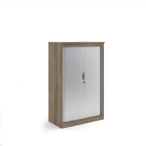 Image of Mr Office Systems horizontal tambour door cupboard - 1600mm high, Nebraska Oak