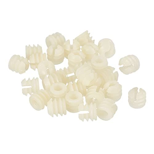 Image of sourcing map Furniture Plastic Pre-inserted Nuts, 11mmx10.5mm 80pcs Hinge Dowel Inserts Panel Expansion Nuts for Hinge Self-tapping Screw, Furniture Connector Fittings