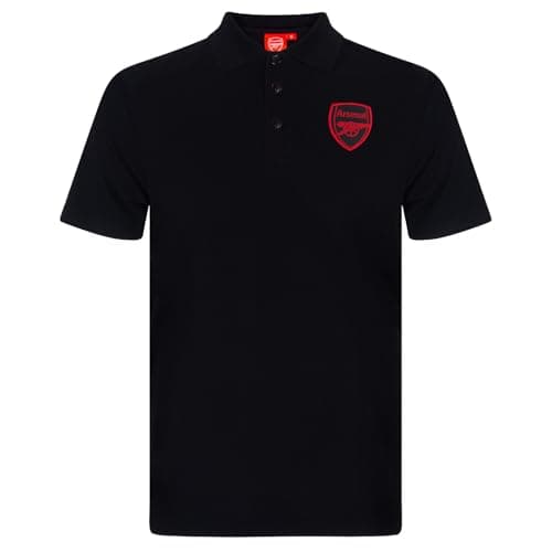 Image of Arsenal FC Official Football Gift Mens Crest Polo Shirt Black XL