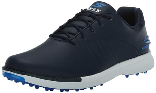 Image of Skechers Men's Tempo Spikeless Waterproof Lightweight Golf Shoe Sneaker, Navy/Blue, 9