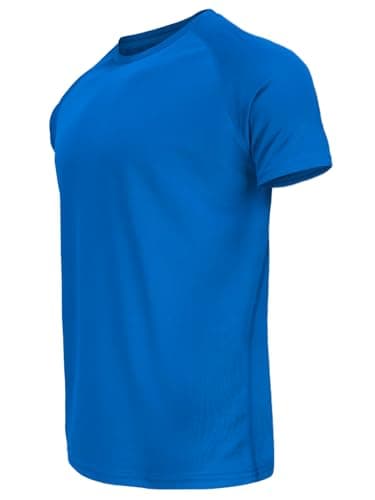 Image of X-thud Workout Mens Shirts - Casual Black Quick Dry Moisture Wicking T-Shirts Crew Neck Short Sleeve for Gym Athletic Blue S