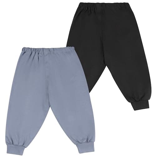 Image of FLYISH DIRECT Potty Training Pants Lightweight, 100% Cotton Breathable Potty Training Trouser for Toddlers, Reusable Toilet Training Pants with Waterproof TPU for Boys and Girls, Black and Grey, L