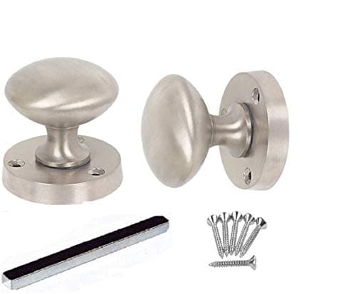 Image of Golden Grace Satin Brushed Chrome Mortice Sprung Door Knob Set Pack Pair