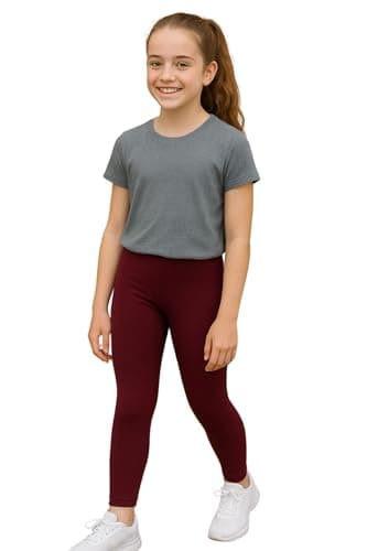 Image of PopCouture Girls Premium Dance & Gymnastics Sports Activewear Leggings Maroon 11-12 Years