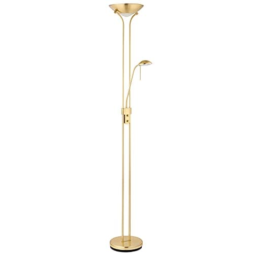 Image of Betta Lighting Mother and Child Uplighter Floor Lamp with Reading Light – Satin Brass with Adjustable Reading lamp - Standing Uplighter for Living Room, Bedroom, Dining Room – G9 33W and R7s 230W