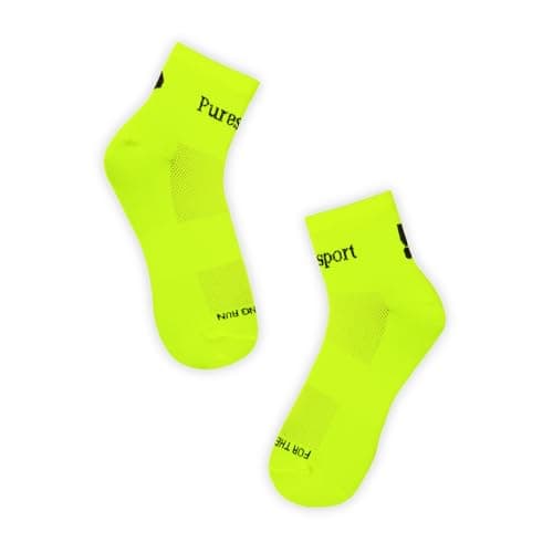 Image of Puresport Performance Ankle Socks (Yellow, S/M), Moisture-Wicking Training Socks with Subtle Compression, Breathable & Durable, Optimal Support for Women & Men, Long-Distance Running, Gym, Hyrox