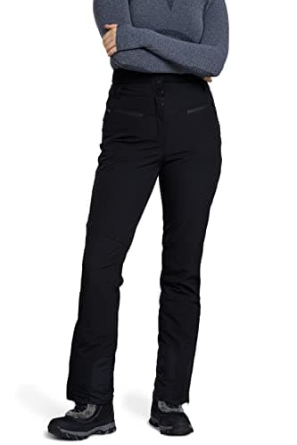 Image of Mountain Warehouse Avalanche Womens High-Waisted Ski Pants - Slim Fit, Stylish Salopettes, Warm Ski Suit, Winter Snow Trousers - Ideal for Snowboarding, Sledges, Skiing Black Women's Size 14