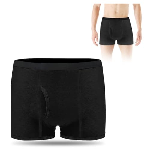 Image of AOOWU Washable Leak-Proof Cotton Boxer Brief for Men (Large XL, Black)