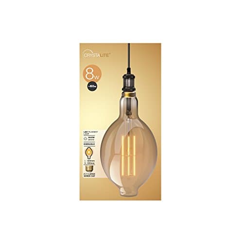 Image of Status CrystaLite Antique 8W (60W Equivalent) Extra Large Pear Filament LED Light Bulb Pendant, E27, 8 W, Amber