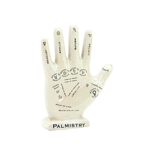 Image of AcaciaHome Unique Living Ceramic Cream Hand Sculpture - 30cm Phrenology-Style Home Décor Accent, Crackle Finish Figurine for Adults, Men, and Women to use at Living Rooms or Offices