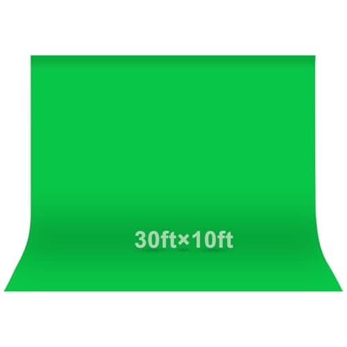 Image of EMART Green Screen Backdrop, 9.0x3.0m/30x10ft Photography Chroma Key Polyester Greenscreen Background Sheet Fabric for YouTube Zoom Meeting, Photo Video Studio, Live Streaming