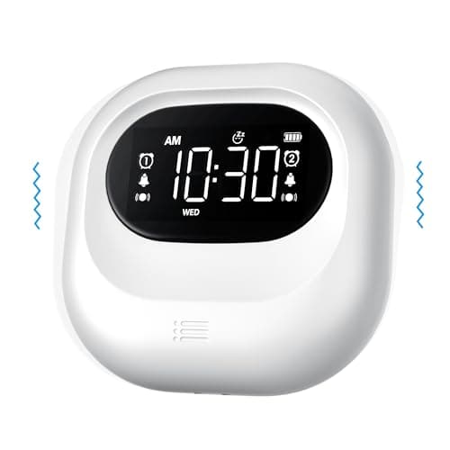 Image of Mesqool Alarm Clock Battery Powered for Heavy Sleepers, Vibrating Alarm Clock Under Pillow for Hearing Impaired, Portable Clock with Rechargeable Battery, Cordless Digital Clock Bedside